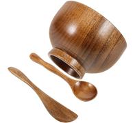 CHICAMPERA Espátula para Mezclar Mascarillas Faciales y Cuenco de Madera Portátil para Uso Doméstico y Viajes, Incluye Cuchara y Palillo para Preparación de Productos de Belleza Reutilizable