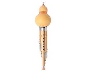 CHICAMPERA Hulusi Flauta de Bambú con Calabaza Natural Clave C Sonido Mellow Instrumento Étnico para Principiantes con Funda Patrón Aleatorio Varios estilos