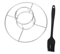 CHICAMPERA Juego de 2 Rejillas para Pollos de Acero Inoxidable Brocha de Silicona para Asar, Estructura Estable y Montaje Sencillo Adecuado para Rostizar en Casa Color Color Aleatorio