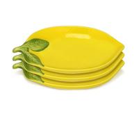 CHICAMPERA Juego de 3 Platos de Cerámica Forma de Limón Amarillo para Servir Postres y Condimentos, Diseño Adorable y Multifuncional Adecuado para Cocina y Comidas Diarias