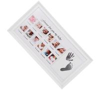 CHICAMPERA Marco de Fotos para Bebés 12 Meses en Blanco, Recuerdo de Huellas de Manos y Pies, Marco de Crecimiento Infantil para Colgar o Apoyar, Kit de Memoria Niña