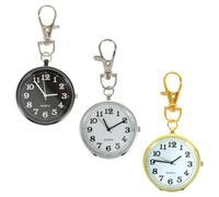 CHICAMPERA Pack de 3 llaveros con Reloj de Bolsillo, aleación de Zinc Ligera, dial Grande y fácil de Leer, Incluye Hebilla para Colgar, Recomendado para Personas Mayores y Personal de