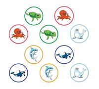 CHICAMPERA Pegatinas Diseño de Animales Marinos para Orinal Cambio de Color Adhesivo de Pvc y Cobre Paquete de 10 para Entrenamiento Infantil para Guarderías y Baños Públicos
