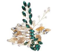 CHICAMPERA Peineta Lateral para Cabello Gemas de Imitación Verdes, Accesorio Elegante de Metal para Boda y Fiestas, Tocado Decorativo para Novias y Damas