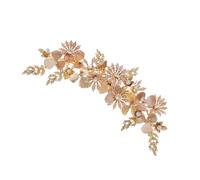 CHICAMPERA Pinza Sujeción Dorada Gemas Aleación de y Lateral Retro Flores de Imitación, Accesorios con Firme Fácil de Colocar para Cabello de Novia Cumpleaños y Aniversarios