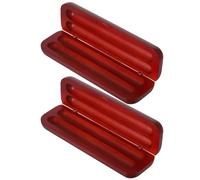 CHICAMPERA Portalápices de Madera Doble Ranura y Tapa Deslizante Suave, Caja Organizadora para Escritorio, 2 Piezas, Diseño Clásico Rojo y Compartimentos Independientes