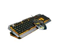 CHICAMPERA Teclado Mecánico para Juegos Botón Flotante de Alta Elasticidad y Función Multimedia Fn en Plástico Negro Estilo Retro, Combo Ratón Gamer Adecuado para Gaming