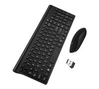 CHICAMPERA Teclado y Ratón Inalámbricos, Combinación de Teclado y Ratón Abs, Mini Ultrafina, Teclas de Tijera, Negro, para Oficina y Hogar