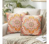 Chicamy Funda de Cojín Lino 40x40cm Retro Mandala Bohemia Funda de Almohada Otoño Invierno Fundas Cojin Impresión A Doble Cara Abstracto Decoración para Cojines para Salón Dormitorio Sofá Juego de 2