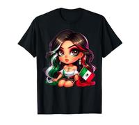 Chicana Mexican Girl Mexico Cute Chibi Mexicana Women Latina Camiseta