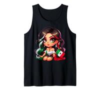 Chicana Mexican Girl Mexico Cute Chibi Mexicana Women Latina Camiseta sin Mangas