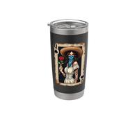 Chicana Queen - Tarjeta con diseño de rosa Vaso térmico de acero inoxidable de doble pared