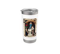 Chicana Queen - Tarjeta con diseño de rosa Vaso térmico de acero inoxidable de doble pared