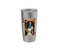 Chicana Queen - Tarjeta con diseño de rosa Vaso térmico de acero inoxidable de doble pared