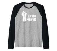 Chicano Power Mexicana México Brown Fuerte Latina Raza Barrio Camiseta Manga Raglan