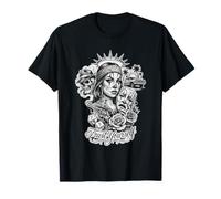 Chicano Street Art Mujer Bandana Cráneo Coche Clásico Diseño Camiseta