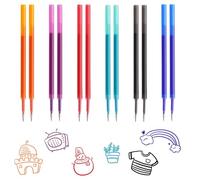ChicAppeal 12 Pcs Recambios Borrables para Bolígrafos Legami [2azules y 2negros y 2 Rojo y 2Morado y 2naranja y 2verde], recambio para bolígrafos borrables,recambio de tinta de gel, Punta de 0,5 mm