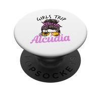 Chicas a Juego Viaje Lloret De Mar España Moño De Pelo Desordenado PopSockets PopGrip Adhesivo
