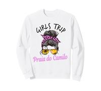Chicas a Juego Viaje Praia Do Camilo Portugal Moño de Pelo desordenado Sudadera