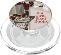Chicas Calientes leen Libros Leopard Ball 8 Y2K Reader Pink Bow PopSockets PopGrip para MagSafe