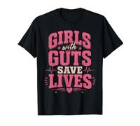 Chicas con agallas salvan Vidas Emts Camiseta gráfica económica, Hombre, Negro, L