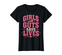 Chicas con agallas salvan Vidas Emts Camiseta gráfica económica, Mujer, Negro, L