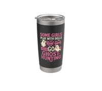 Chicas de verdad van a cazar fantasmas divertido Halloween paranormal Vaso térmico de acero inoxidable de doble pared