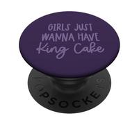 Chicas Just Wanna Have King Cake Mardi Gras Beads Funny PopSockets PopGrip Adhesivo