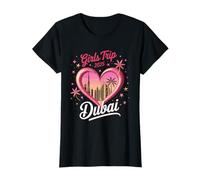 Chicas Viaje Dubai 2025 Chicas a juego Glam Sunset Skyline Camiseta
