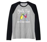 Chicas Viaje Mejor Que Terapia Besties Vacaciones Cócteles Camiseta Manga Raglan