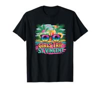 Chicas Viaje San Vicente Mejores Amigos Vacaciones Isla Vibes Camiseta