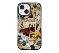 ChiCaseVer Funda para iPhone 13 y iPhone 14, diseño vintage de collage de periódico de terror con fantasmas, protección contra caídas de grado militar, funda protectora de TPU suave y espeluznante con