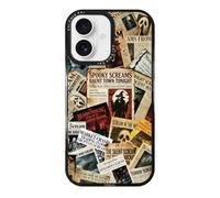 ChiCaseVer Funda para iPhone 16, diseño vintage de collage de periódico de terror con fantasmas, protección contra caídas de grado militar, funda protectora de TPU suave y delgada con control de