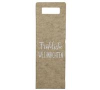 CHICCIE Bolsa de vino Feliz Navidad 14 x 14 x 41 cm fieltro - Regalo, beige