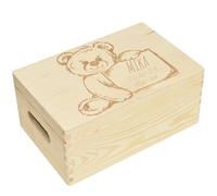 CHICCIE Caja de madera personalizable para nacimiento, 30 x 20 cm, caja de almacenamiento, madera natural