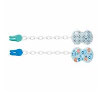 Chicco 00004083000000 - Clip con cadena para chupete, color azul