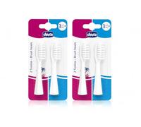 Chicco 4 cabezales de repuesto para cepillo de dientes eléctrico Boy and Girl, dos paquetes de 2 unidades