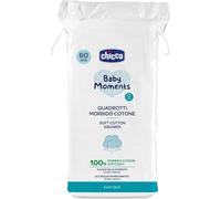 Chicco Baby Moments Cuadrotti Suave Algodón, Limpia Suavemente y Acaricia Suavemente, Baby Skin, Blanco, 60 Piezas, 0+ Meses
