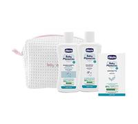 Chicco Baby Moments - Kit de higiene para recién Nacidos, Incluye baño Corporal, champú y jabón, Adecuado para la Piel Sensible de los niños, Bolsa BeautyBauty con Cremallera, Idea de Regalo, Caja de