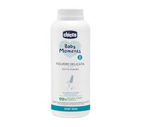 Chicco Baby Moments - Polvo delicado de 150 g, acción absorbente y refrescante con almidón de maíz y caolín, 95% de ingredientes de origen natural, dermatológicamente testado para pieles sensibles