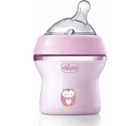 Chicco NaturalFeeling Biberón Anticólicos 0 Meses, 150 ml, con Tetina Inclinada de Silicona Suave y Doble Válvula Anti Cólicos, Alimentación Natural y Lactancia Mixta, Rosa