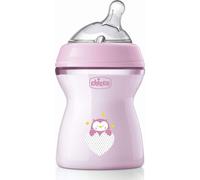 Chicco Biberón NaturalFeeling – Anticólicos 2+ meses, 250 ml, Tetina de silicona inclinada, Rosa