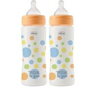Chicco Biberón Perfect Easy Fast Flow, con tetina Physio de silicona suave y acabado Soft Sense, anticólicos, reduce la regurgitación y la irritabilidad, biberón de plástico de 330 ml, 4m+, niño