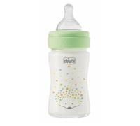 Chicco Biberón Perfect Easy de flujo lento, con tetina Physio de silicona suave y acabado Soft Sense, anticólicos, reduce la regurgitación y la irritabilidad, biberón de vidrio de 150 ml, 0m+, neutro