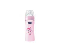Chicco Biberón Silicona Flujo Medio Rosa gato 2 M+ 250 ml
