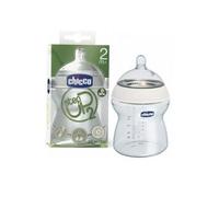 Chicco NaturalFeeling - Biberón con tetina redondeada anticólicos y flujo regulable para bebé de 2 meses en adelante, 250 ml