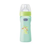 Chicco Biberón Wellbeing silicona verde +2M flujo medio 250ml