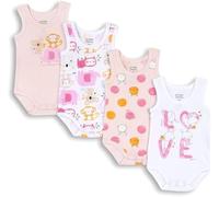 Chicco, Body Recién Nacido, Conjunto de 4 Bodies sin Mangas de Algodón 100% con Cómoda Abertura, Ropa Bebé Niño y Niña 0-3 Meses, Ideas de Regalo para Nacimiento