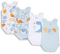 Chicco, Body Recién Nacido, Conjunto de 4 Bodies sin Mangas de Algodón 100% con Cómoda Abertura, Ropa Bebé Niño y Niña 0-3 Meses, Ideas de Regalo para Nacimiento