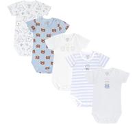 Chicco, Body Recién Nacido, Set de 5 Bodies de Manga Corta de 100% Algodón, Unisex, Bebé 0-24 Meses, Designed in Italy